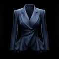 Hyper Realistic Indigo Blazer Dress: Fashion Illustration Style