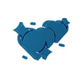 Blue Two Linked Hearts icon isolated on transparent background. Romantic symbol linked, join, passion and wedding