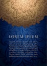 Blue ultramarine and gold luxury background vector. Islamic paisley mandala royal pattern card template