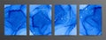 Blue ultramarine ink vector textures backgrounds set. Paint mixing, fluid art.