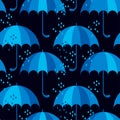 Blue umbrella icon flat. cute rain drop