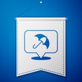 Blue Umbrella icon isolated on blue background. Insurance concept. Waterproof icon. Protection, safety, security concept Royalty Free Stock Photo