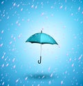 Blue umbrella on pink rain, weather, forecast