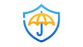 Blue Umbrella Security Shield Icon, vector design Generative AI Royalty Free Stock Photo