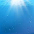 Blue under water background. Rays of light vector illustration Royalty Free Stock Photo