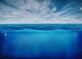 BLUE UNDER WATER WITH BUBBLES Royalty Free Stock Photo