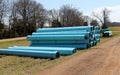 Blue Underground Plastic Construction Tubes Royalty Free Stock Photo