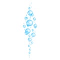 Blue underwater bubbles. Aquarium or sea water stream, bath sud, soap or cleanser foam, fizzy drink effect. Vector