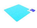 Blue unfinished puzzle with the missing piece of the puzzle in dark blue Royalty Free Stock Photo