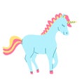 Blue unicorn in cartoon style Royalty Free Stock Photo