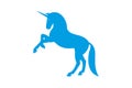 Blue Unicorn standing on hind legs