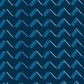 Blue unique chevron stripes seamless pattern background Royalty Free Stock Photo