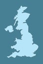 Blue United Kingdom or UK map without divisions with borders on dark background Royalty Free Stock Photo