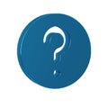Blue Unknown search icon isolated on transparent background. Magnifying glass and question mark.