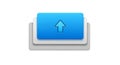 A blue upload button featuring a white upward-facing arrow at its center. The button has Royalty Free Stock Photo