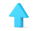 Blue upward arrow diagonally placed growth point direction business analyzing 3d icon vector Royalty Free Stock Photo