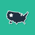 Blue USA map icon isolated on green background. Map of the United States of America. Vector Royalty Free Stock Photo