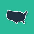 Blue USA map icon isolated on green background. Map of the United States of America. Vector Royalty Free Stock Photo