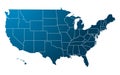 Blue USA Map vector Royalty Free Stock Photo