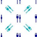 Blue USB cable cord icon isolated seamless pattern on white background. Connectors and sockets for PC and mobile devices Royalty Free Stock Photo