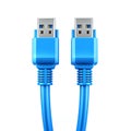 Blue USB Cable for Data Transfer with Two Connectors Royalty Free Stock Photo