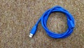 blue usb cable to connect Royalty Free Stock Photo