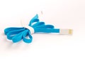 A blue USB cable well tighten Royalty Free Stock Photo