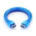 Blue USB Data Cable with Connectors for Electronics Royalty Free Stock Photo