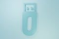 Blue USB flash drive icon isolated on blue background. Minimalism concept. 3D render illustration Royalty Free Stock Photo
