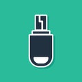 Blue USB flash drive icon isolated on green background. Vector Illustration Royalty Free Stock Photo