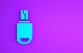 Blue USB flash drive icon isolated on purple background. Minimalism concept. 3d illustration 3D render Royalty Free Stock Photo