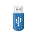 Blue USB Flash Drive Illustration Computer Data Storage Device Vector Design Simple Icon Isolated Modern Technology Royalty Free Stock Photo