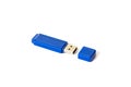 Blue usb flash drive isolated on white background Royalty Free Stock Photo