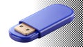 Blue USB flash drive memory stick data storage portable tech plug png transparent image Generative AI