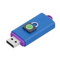 Blue USB Flash Drive with Padlock Icon and Green Checkmark on White Background Royalty Free Stock Photo