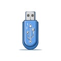 Blue USB Memory Stick Vector Illustration File Storage Portable Flash Drive Cartoon Royalty Free Stock Photo