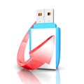 Blue USB pen flash drive with red arrow Royalty Free Stock Photo