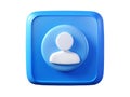 Blue user icon with white silhouette on a square button digital profile Royalty Free Stock Photo