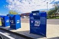 USPS Mailboxes in front of a Post Office branch