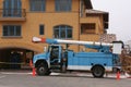 Blue utility truck Royalty Free Stock Photo