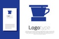 Blue V60 coffee maker icon isolated on white background. Logo design template element. Vector Royalty Free Stock Photo