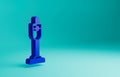 Blue Vacuum cleaner icon isolated on blue background. Minimalism concept. 3D render illustration