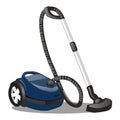 Blue Vacuum Cleaner isolated on white background. Equipment for home care and hygienic purity. Cartoon vector close-up