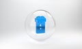 Blue Vagina masturbator icon isolated on grey background. Sex toy for man. Glass circle button. 3D render illustration