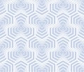 Blue vector abstract geometric seamless pattern with halftone lines, hexagons Royalty Free Stock Photo
