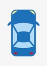 Blue vector car top view icon on white background Royalty Free Stock Photo