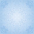 Blue vector decorative flowers background floral ornamental fashion wallpaper mandala design Royalty Free Stock Photo