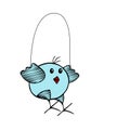 Blue Vector Easter chick boy jumping rope on a white background Royalty Free Stock Photo