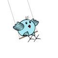 Blue Vector Easter chick boy swinging on a swing on a white background Royalty Free Stock Photo