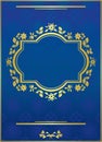 Blue vector elegant card with golden frame